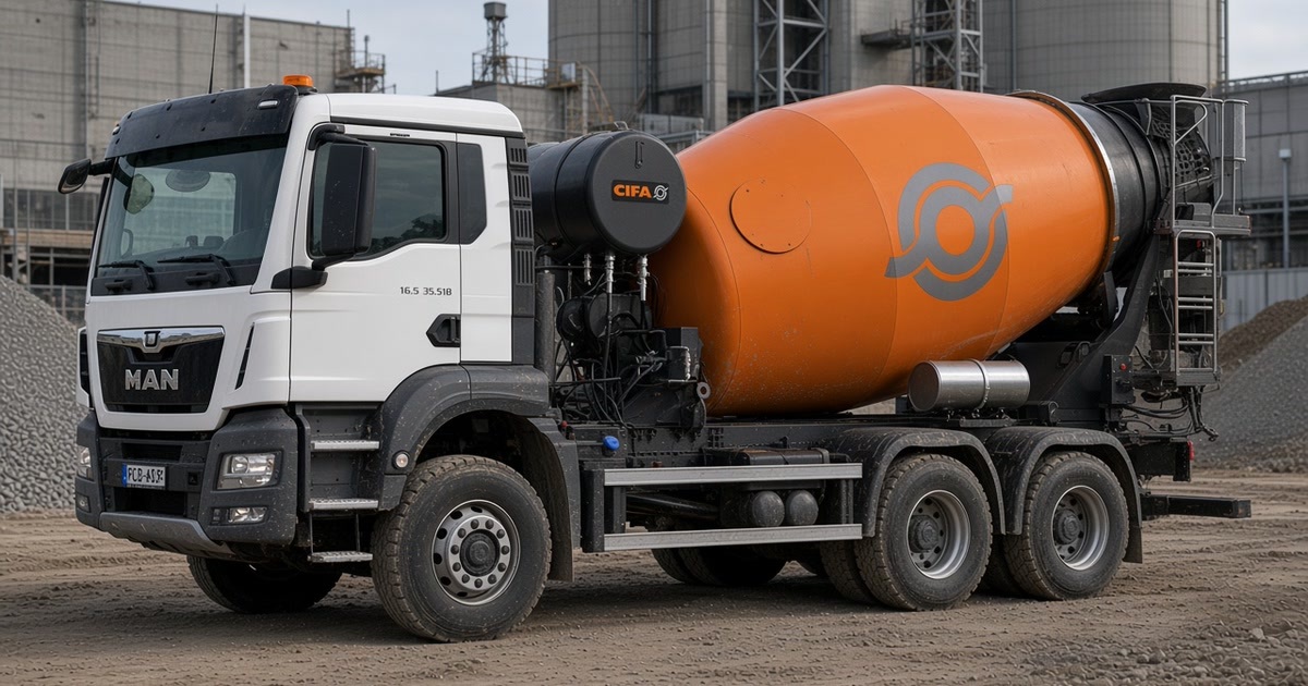 CIFA betonmixer vrachtwagen op de werf