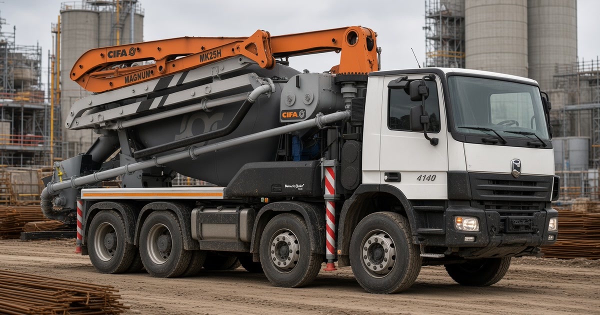 CIFA Magnum betonmixerpomp op de werf