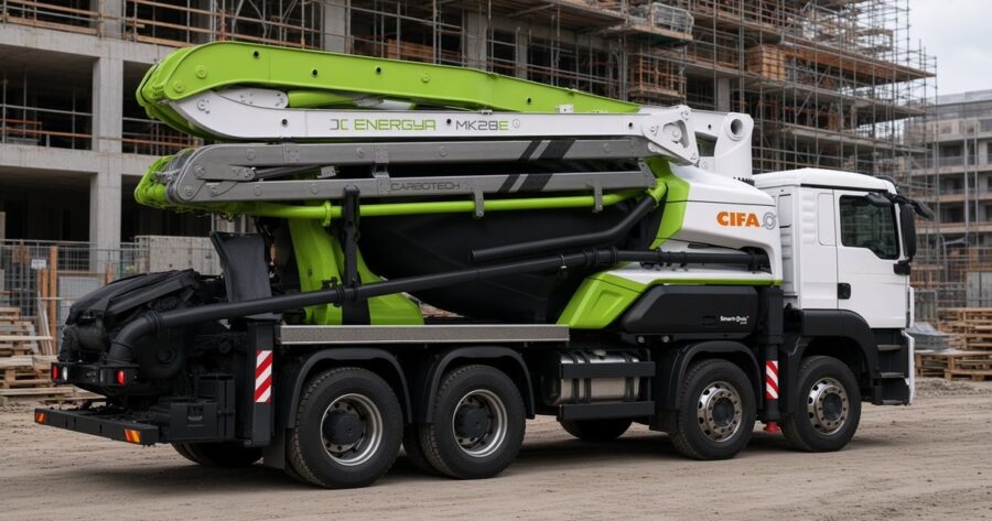 CIFA Energya MK28E hybride betonmixerpomp op de werf