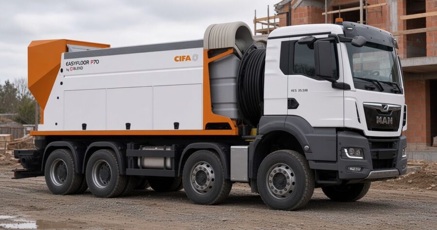 CIFA Easyfloor P70 mobiele chape-installatie op de werf