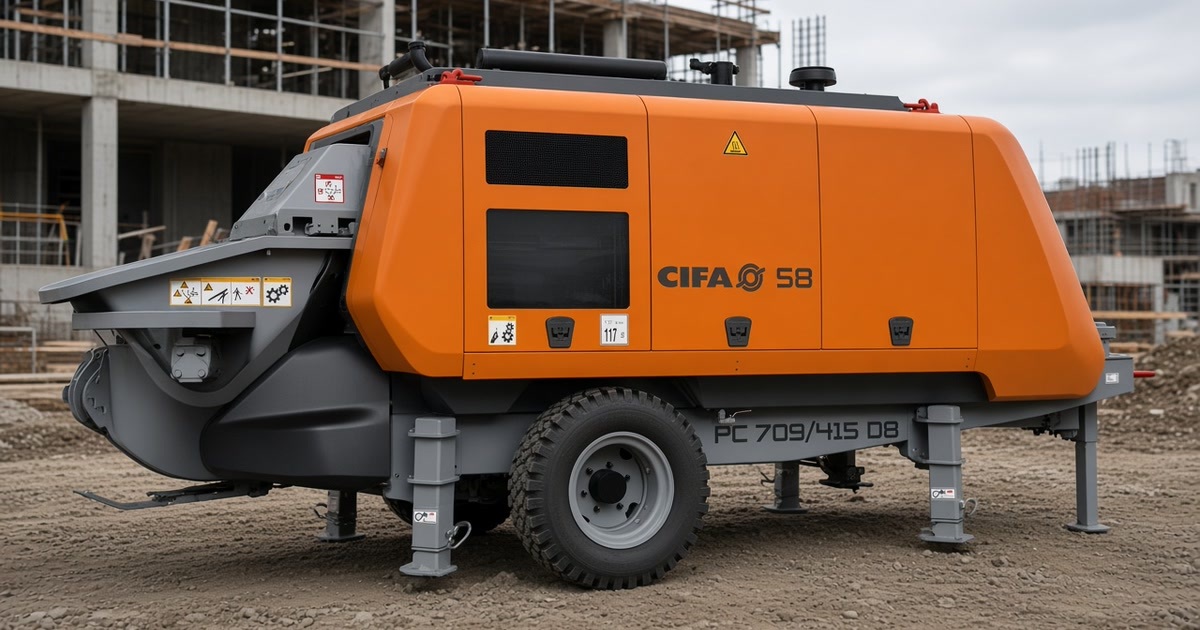 CIFA PC 709 mobiele betonpomp op de werf