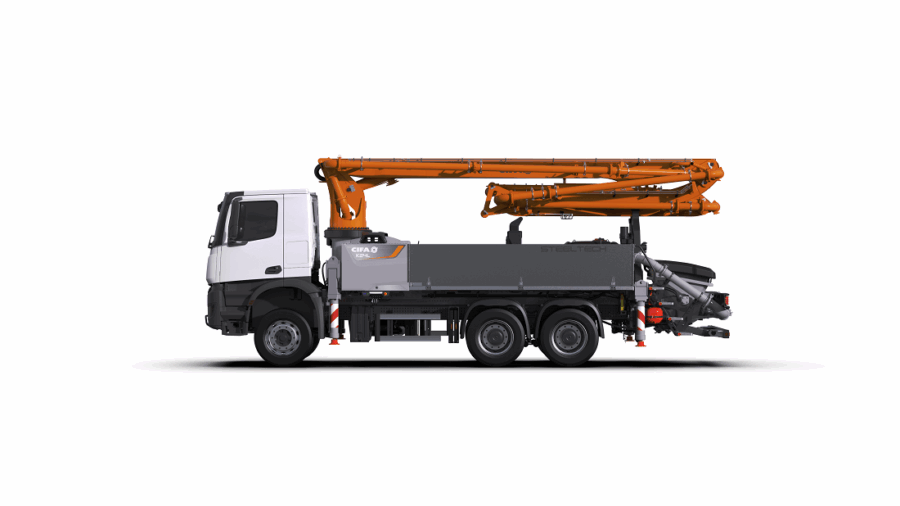 Betonpomp CIFA K24 24 meter zijaanzicht links